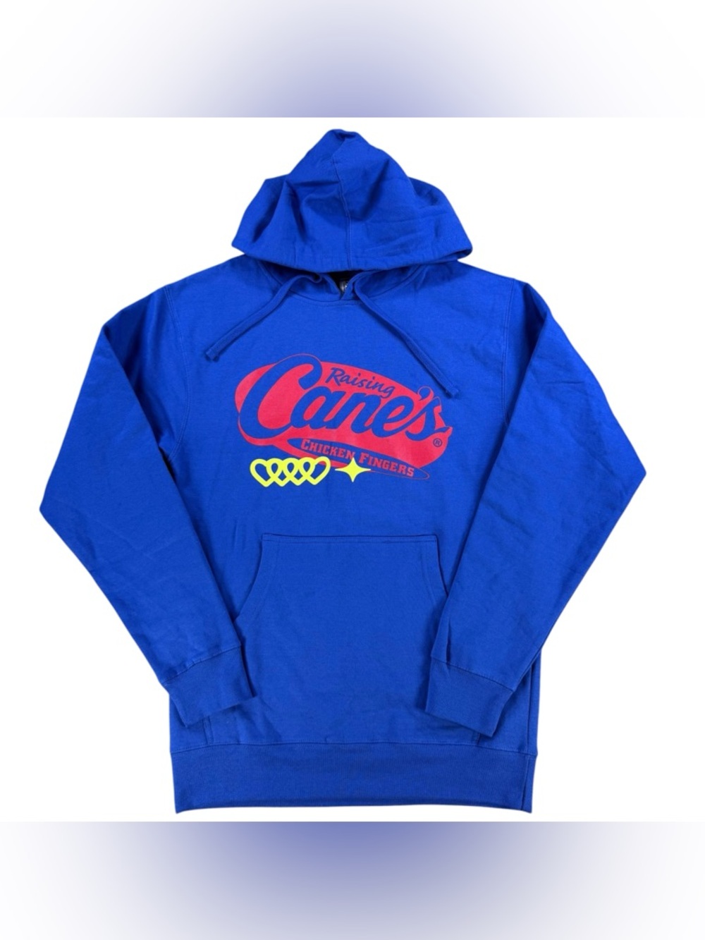 Raising Canes Official Work Wear Hoodie Womens S Royal Blue Graphic Print Fleece